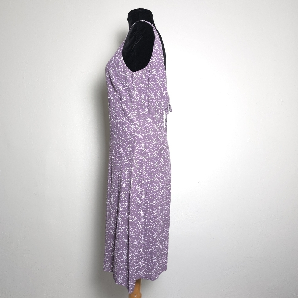 J. Crew Printed Rayon Purple Tie Back Dress Size 6 - Picture 2 of 12